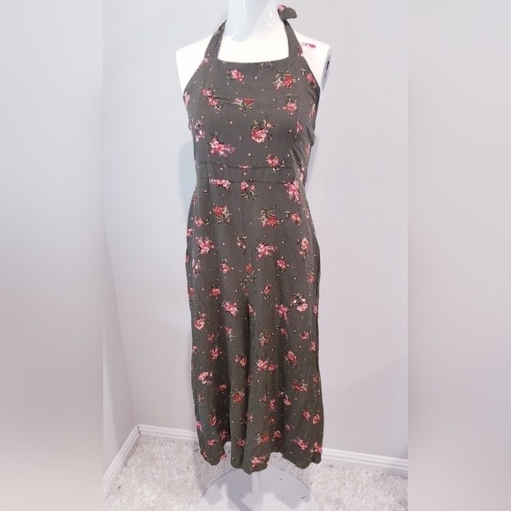 Xhilaration Dark Green Jumpsuit Floral Halter Top